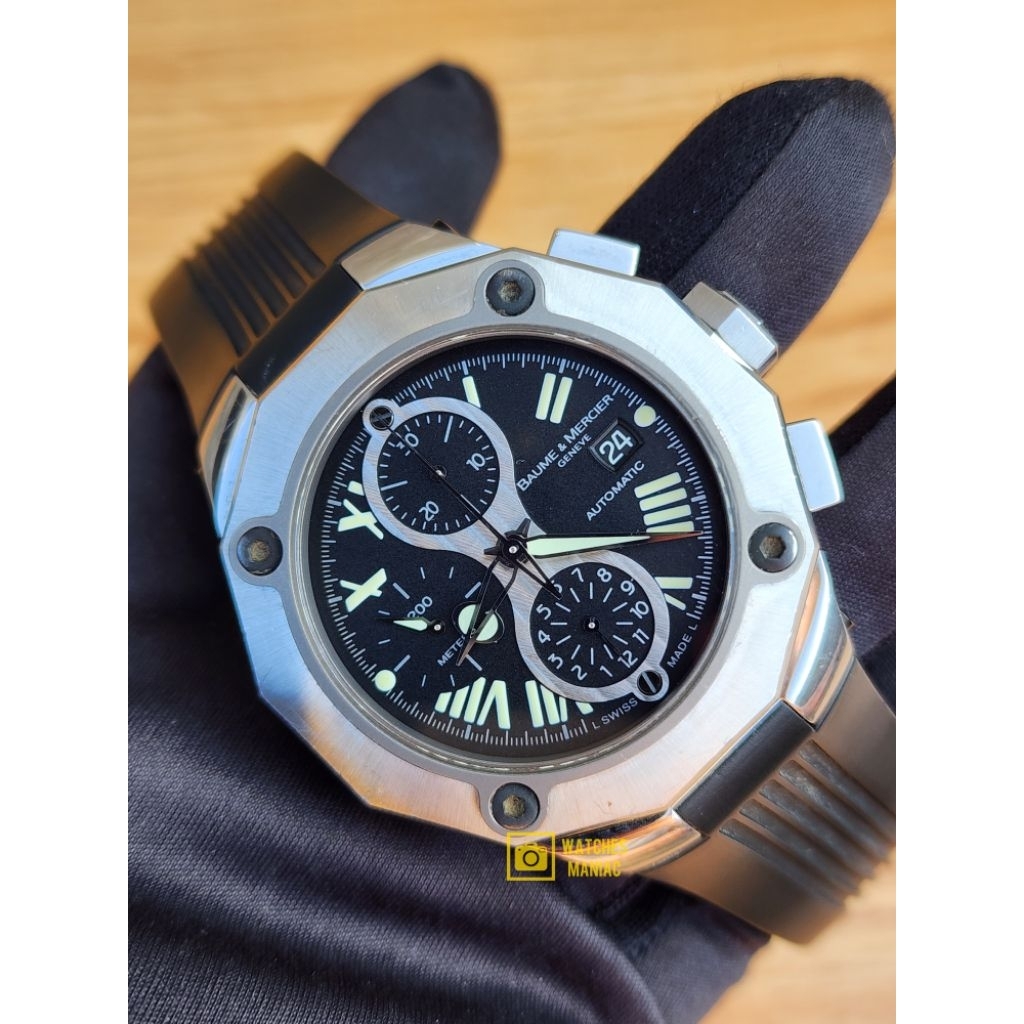 Jam Tangan Super Rare Luxury Original Baume Mercier Riviera XXL Chronograph Automatic Swiss Made wit