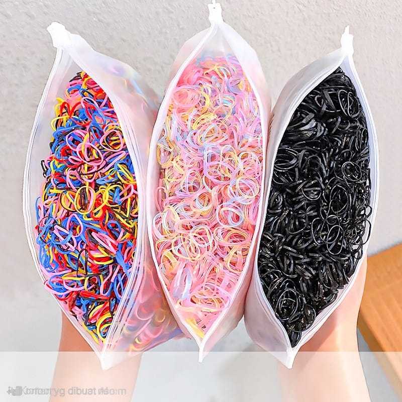 IR1000~Ikat Rambut Cina 1000Pcs Free Pouch/Ikat Rambut Karet Rambut Korea
