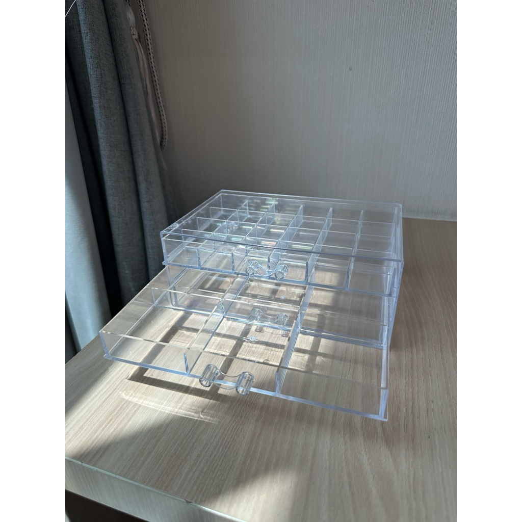 Akrilik Aesthetic Bening Laci Aksesoris banyak slot Putih Laci Estetik Kecil Organizer Meja