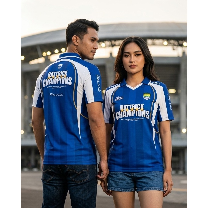 Jersey Persib Hattrick Champions Jersey Retro Fantasy Persib Unisex