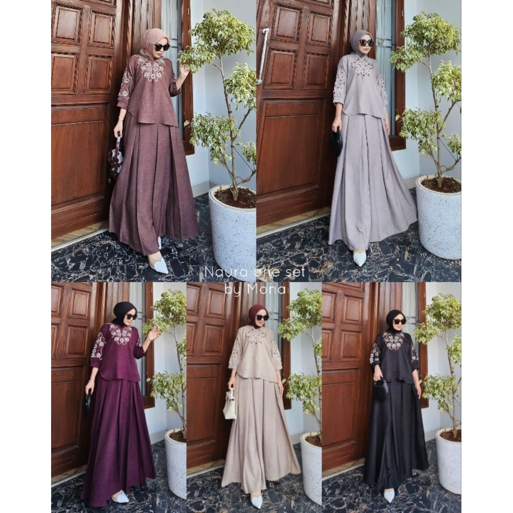 Naura One Set  by Mona Syari ME / setrok premium rekomended / setrok cantik kekinian terbaru