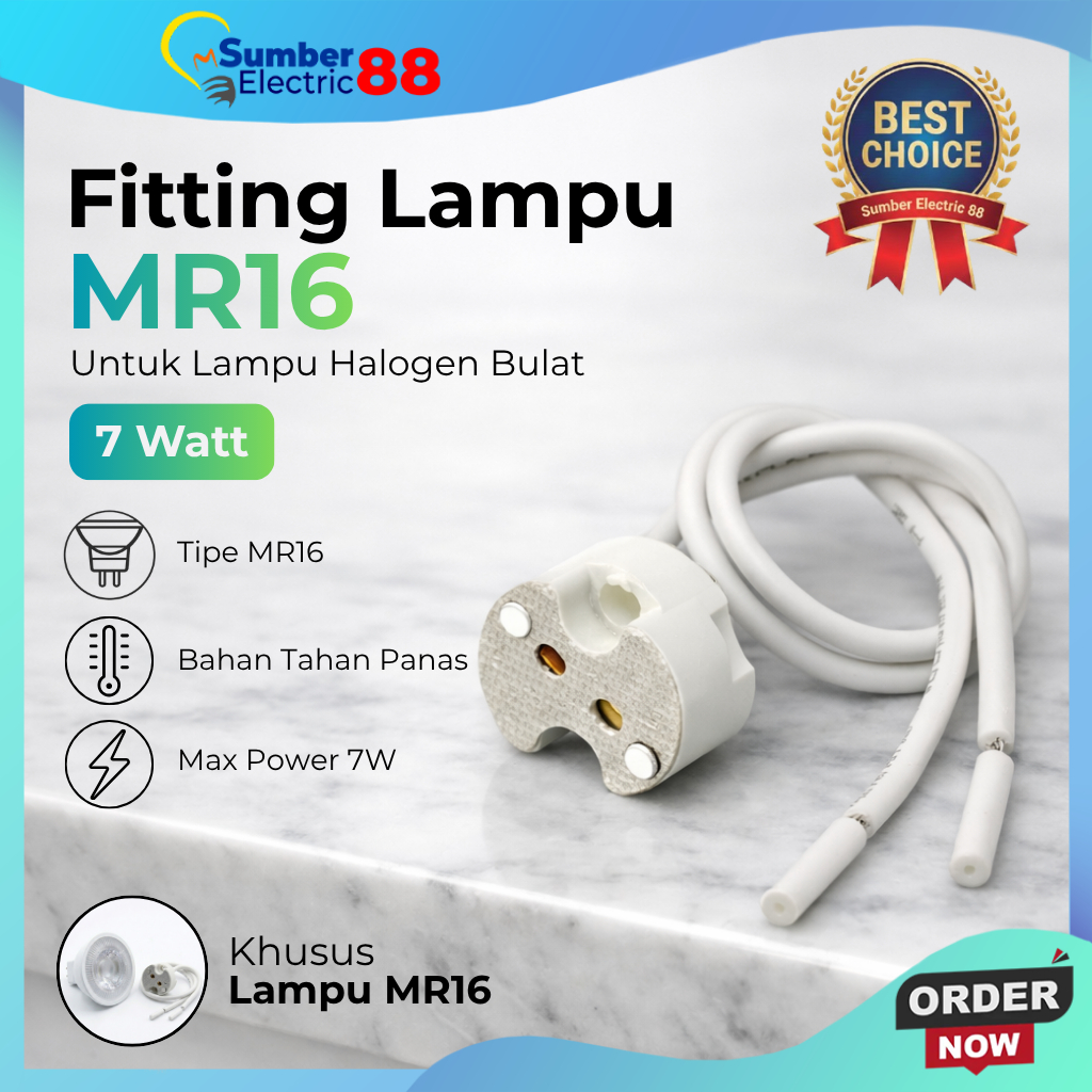 Fitting Lampu Halogen MR16 / Soket GU5.3 / Fitting Tusuk MR16 / Socket MR16 Tancap / Fitting Soket K