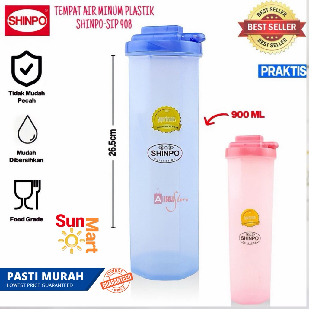 SHINPO Tempat Air Minum Plastik Aquario 900ML Water Bottle Botol SIP-909 / Coolpot SIP 909/ Botol Mi