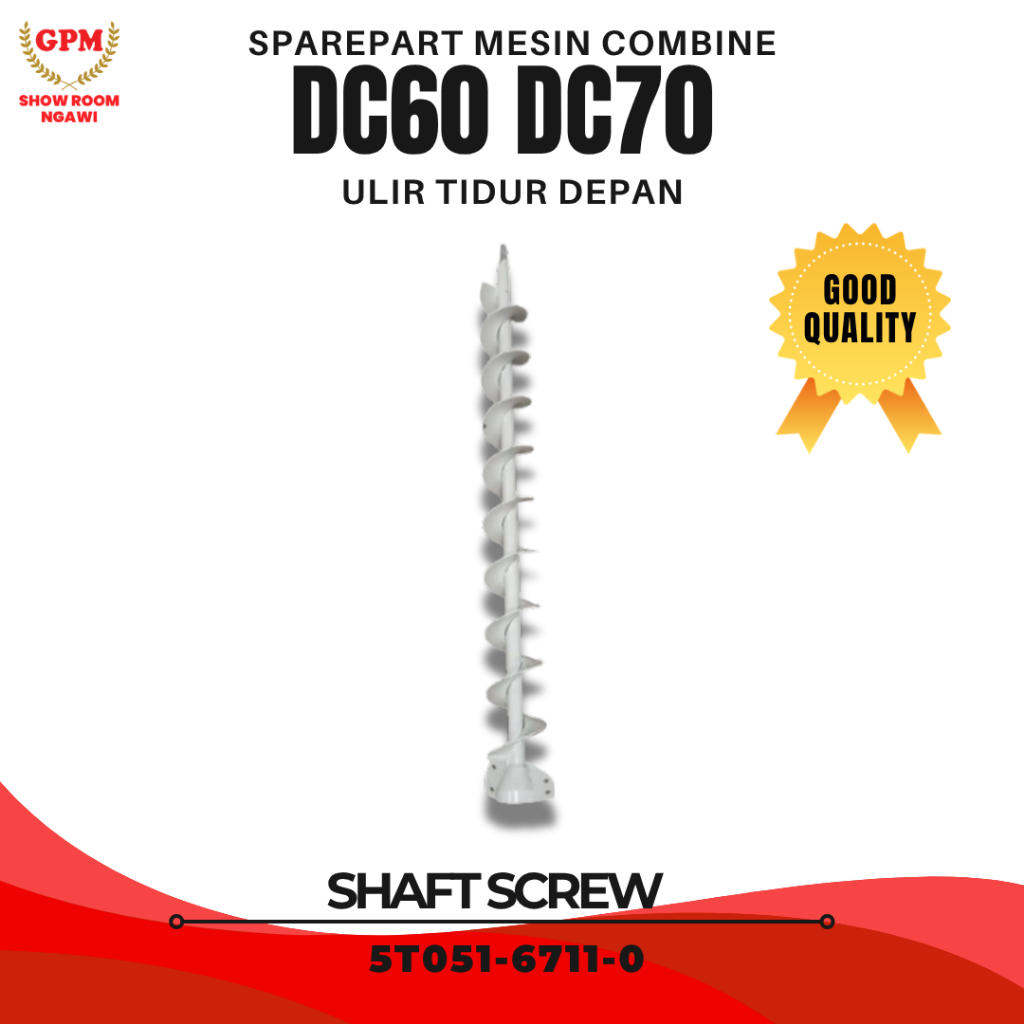Sparepart Suku Cadang Shaft Screw 5T051-6711-0 Ulir Tidur Depan Untuk Mesin Panen Padi Combine Harve