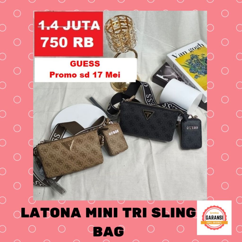 Tas sling bag wanita Guess seri LATONA MINI TRI 100% ORI