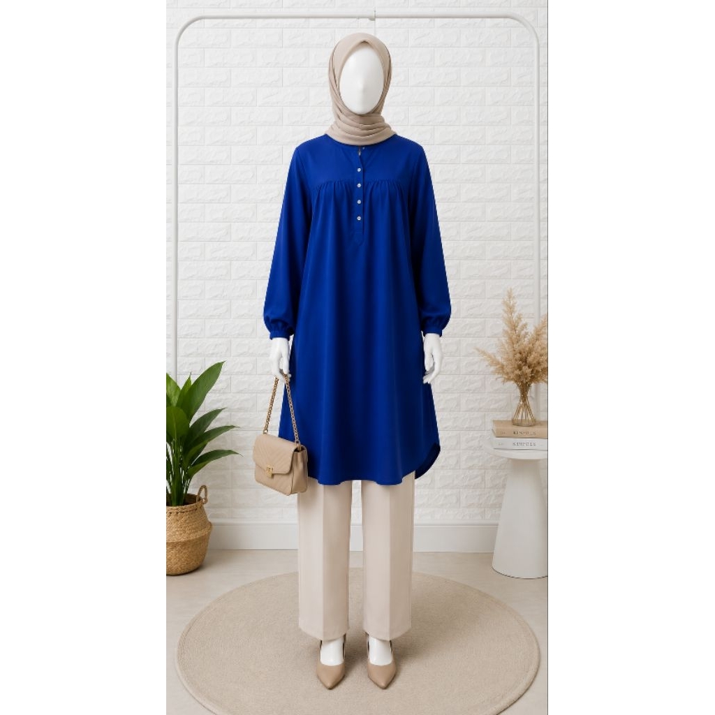 blues tunik biru BCA aklirik