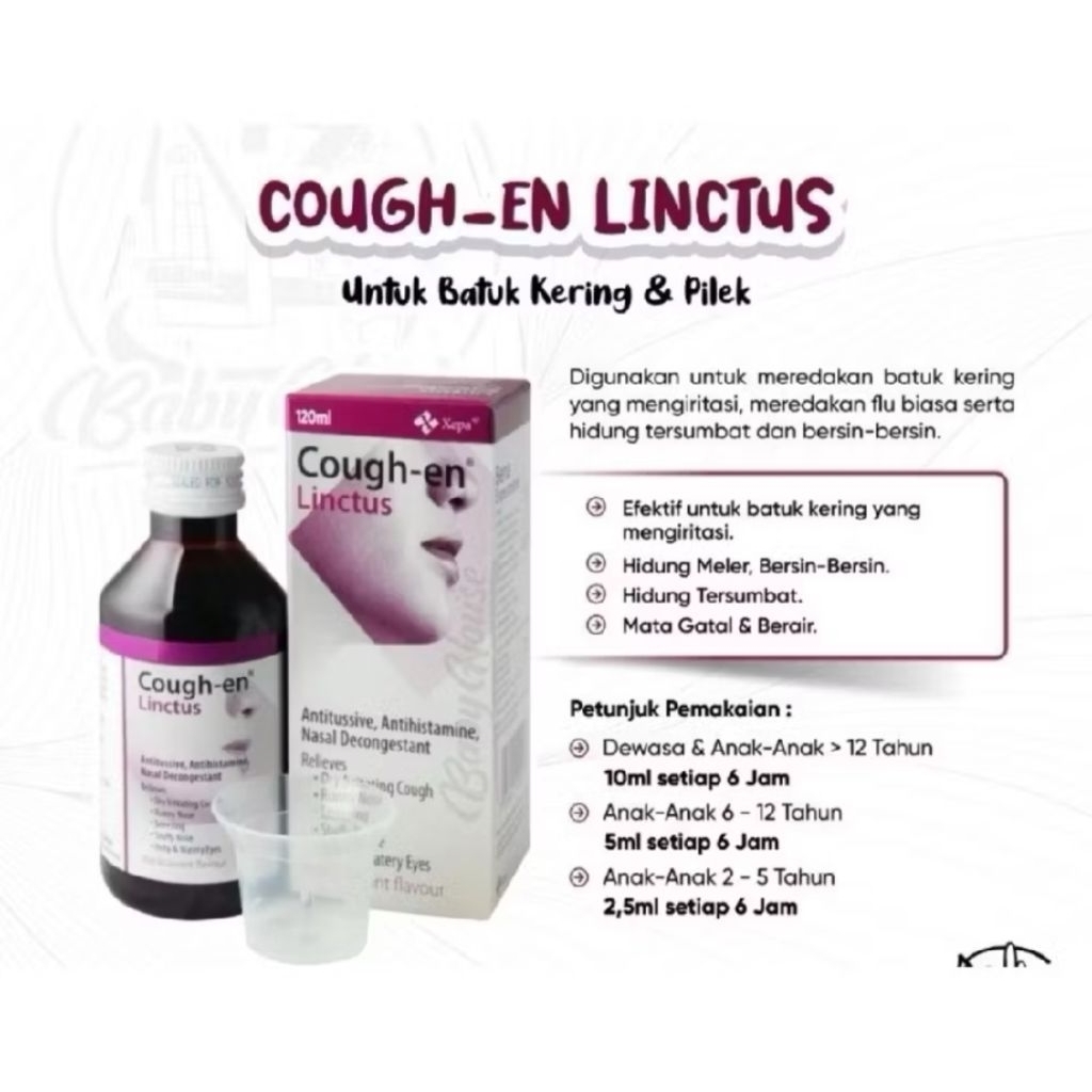 XEPA Cough-en Linctus (120ml) obat batuk pilek kering dan radang bersin hidung tersumbat