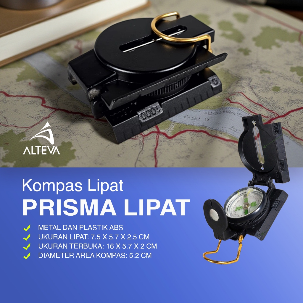 Kompas Bidik Prisma Lipat Pramuka Militer Akurat Navigasi Petunjuk Arah