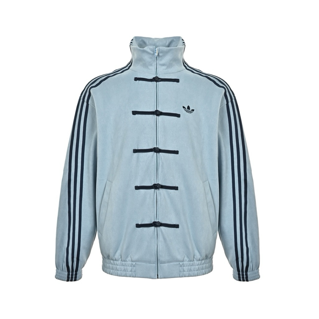 SIZE S , L READY STOCK - Adidas Originals Chinese New Year (CNY) Suede Jacket - Light Blue Ash Grey 