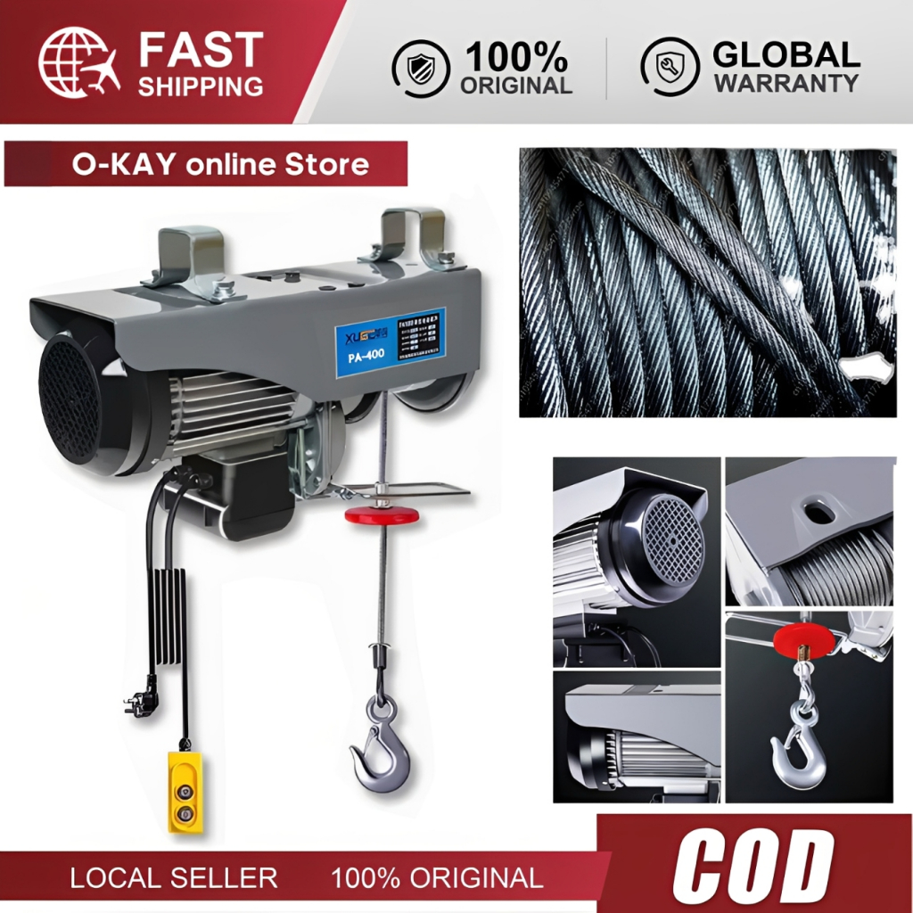Crane Angkat Barang Listrik Mini PA‑300‑PA‑1200 Hoist Listrik Tali Kawat 12M Untuk Rumah & Konstruks