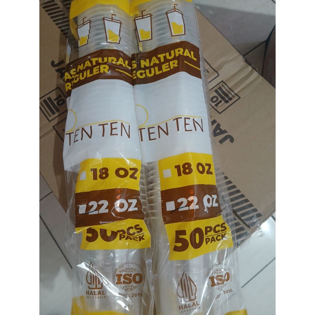 gelas plastik 22 oz datar merk tenten
