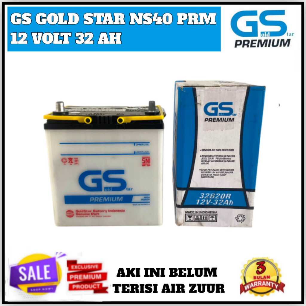 Aki Mobil Avanza/Rush/Espass/Terios/Xenia/Katana/Carry GS Gold Star Premium NS40 32 Ampere