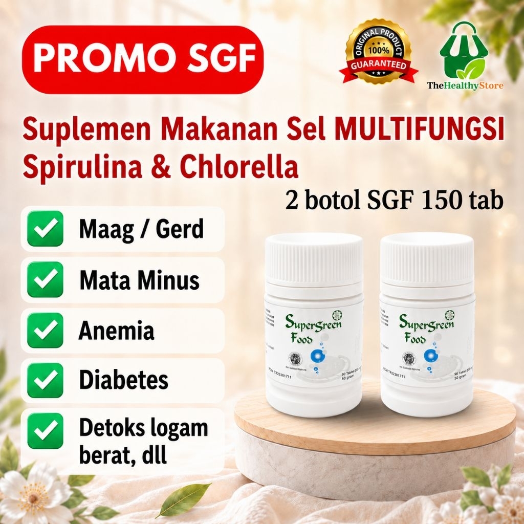 SGF Super Green Food Promo 150 Tablet – Multivitamin Spirulina Chlorella 15 Vitamin & 12 Mineral | A
