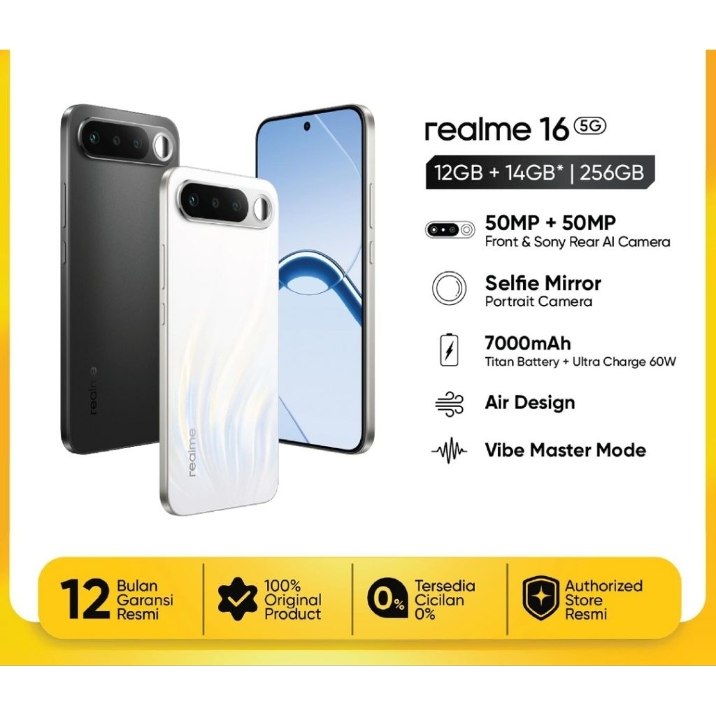 Realme 16 5G NFC Ram 12GB/255GB Garansi resmi