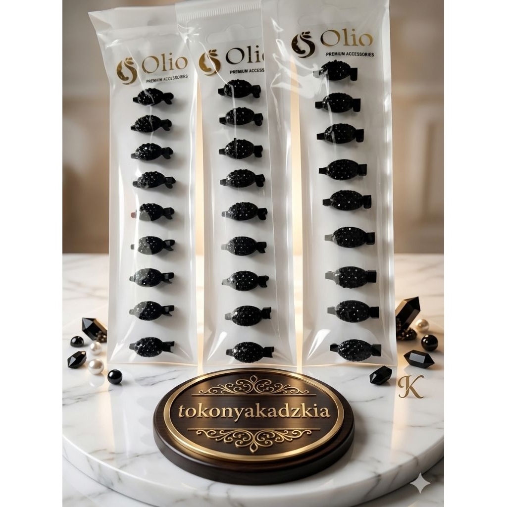 12 pcs bros dagu hitam hijab Bros Dagu Korea Kecil Aksesoris HITAM Jilbab Hijab Kerudung Wanita Musl
