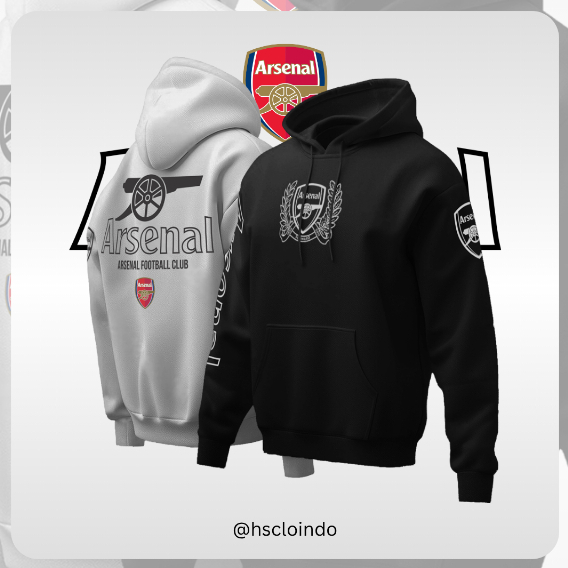 HOODIE Bola HSCLO ARSENAL Big Size Bahan Fleece Ukuran Jumbo XS S M L XL XXL 3XL 4XL 5XL  Casual Uni