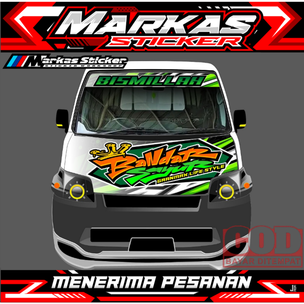 Stiker Decal Printing Variasi Kabin Depan Pick Up GranMax - Stiker Kabin Depan GranMax Desain Bandar