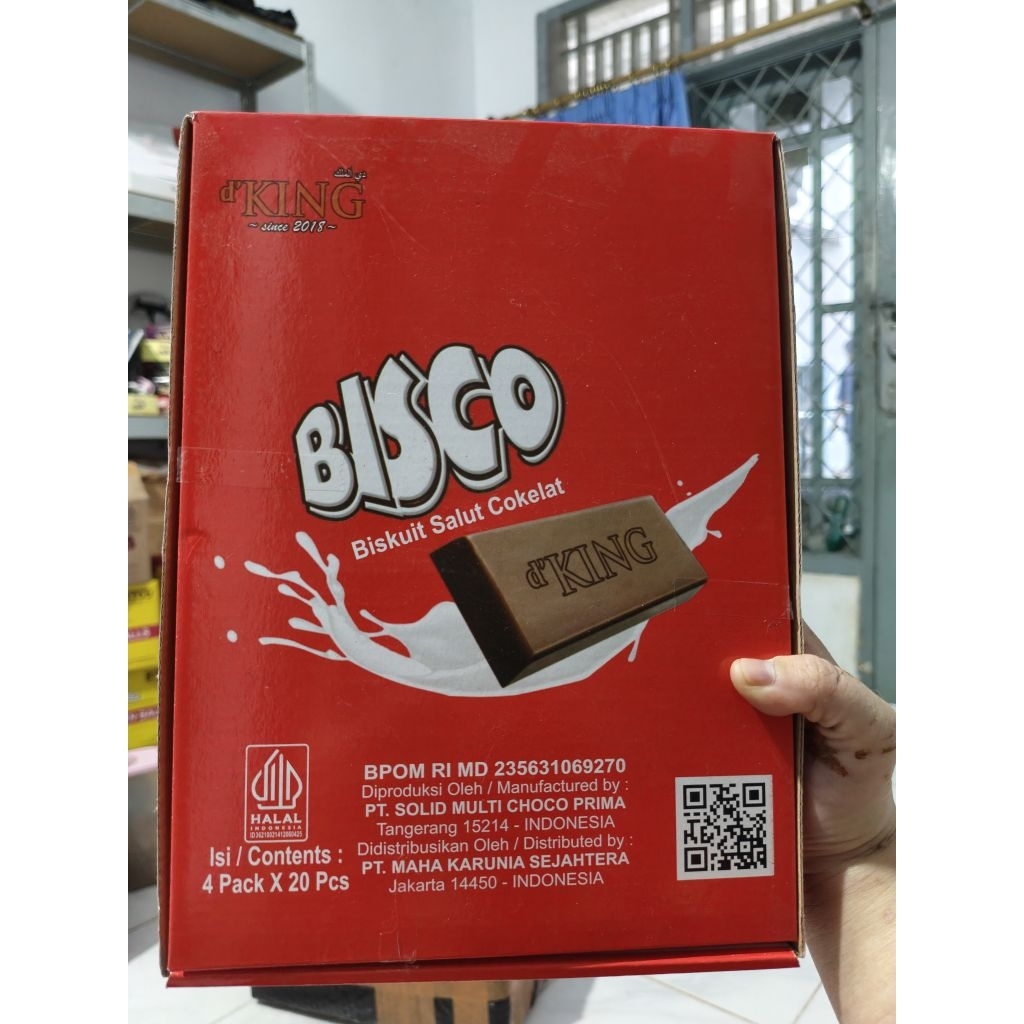 D'KING COKLAT BAR BISCO ISI BISKUIT 1 DUS ISI 4 BOX @20 PCS