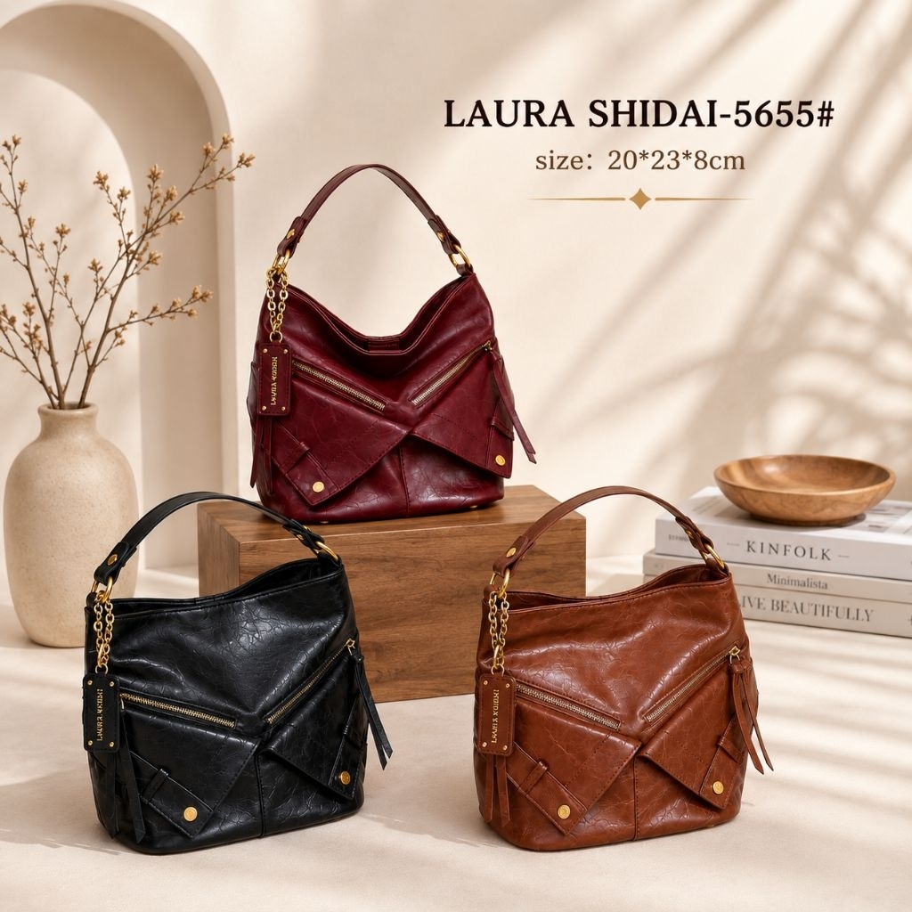 Muse Tas Selempang Laura Shidai 5655# - Hobo Bag Multifungsi (Tali Handbag Lepas Pasang)
