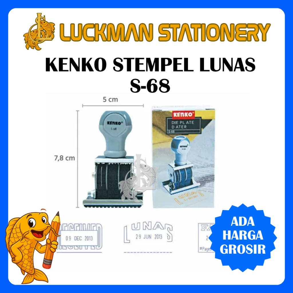 KENKO STEMPEL LUNAS S-68 / CAP STEMPEL LUNAS DENGAN TANGGAL  [LUCKMAN STATIONERY]