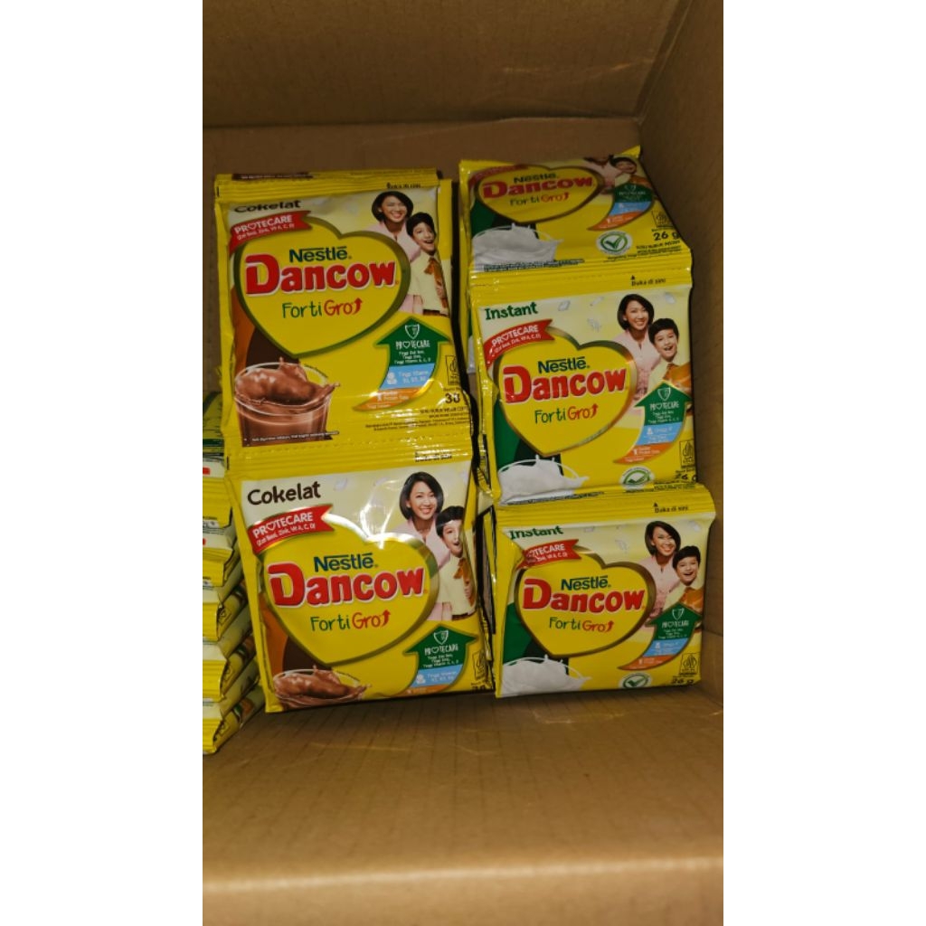 Susu Bubuk Instan Dancow Fortigro Rasa Coklat fan original 10 Sachet