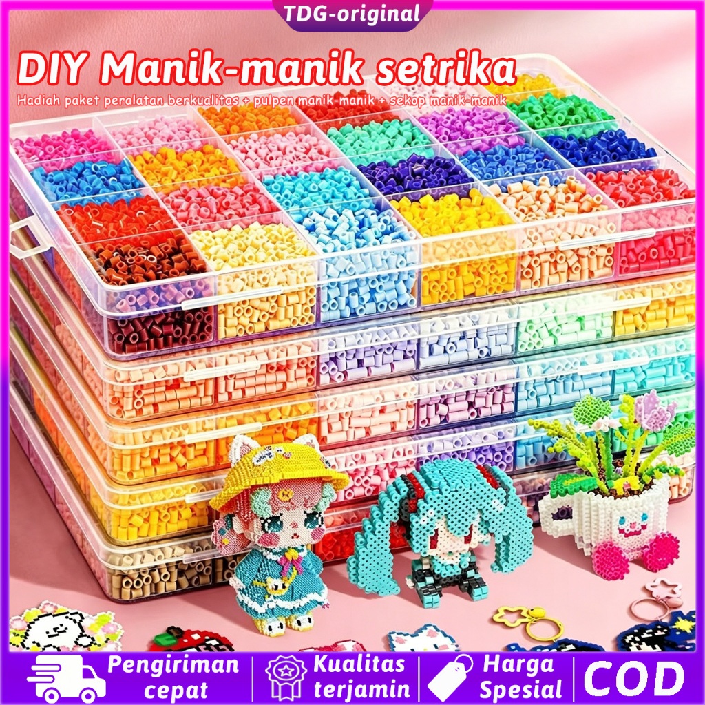 Manik Manik Setrika Mainan 5mm Besar 1350/6000 Pcs Bentuk 3D Perlengkapan Lengkap Edukasi Anak - COD