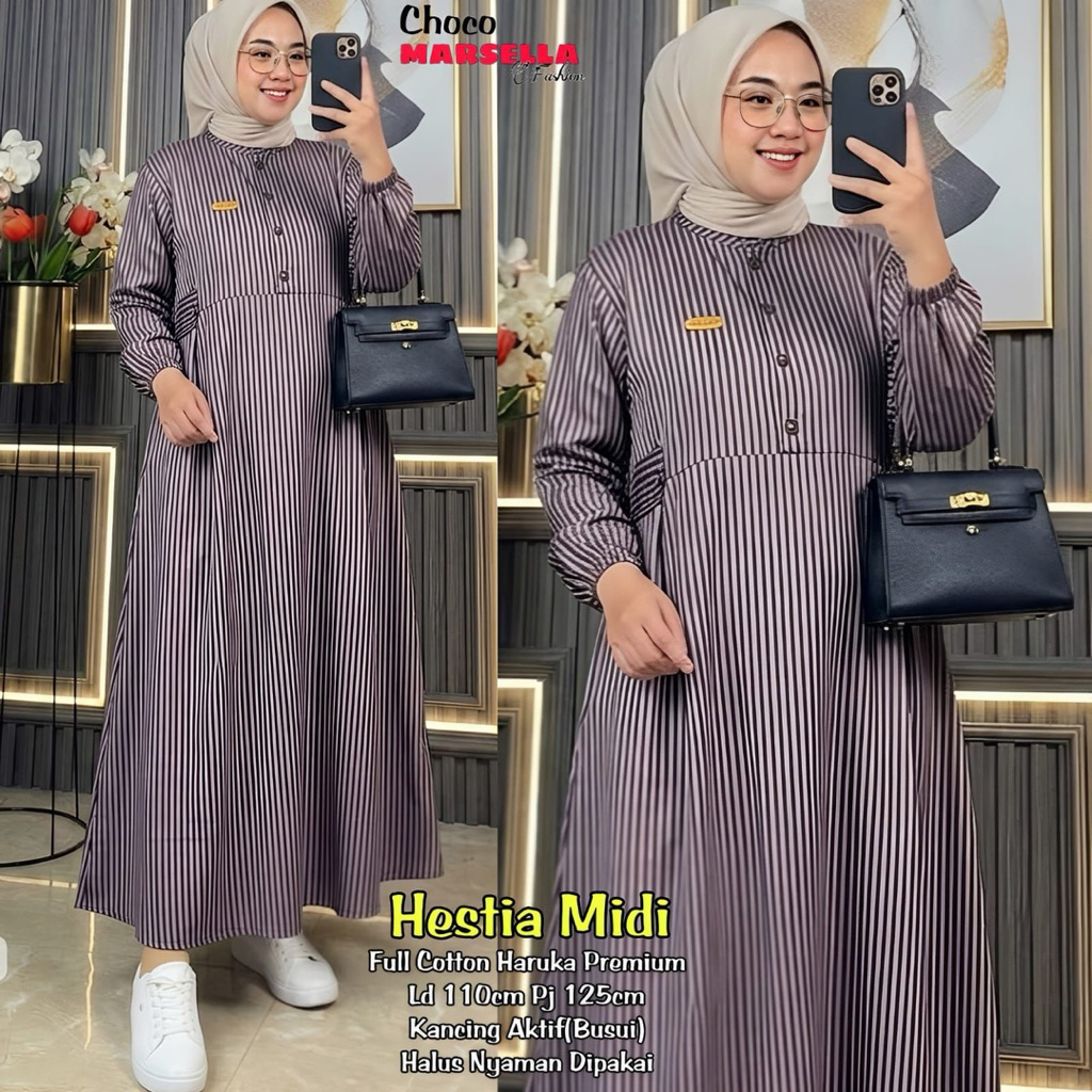 Hestia Midi Dress Katun Haruka Premium by Athaya