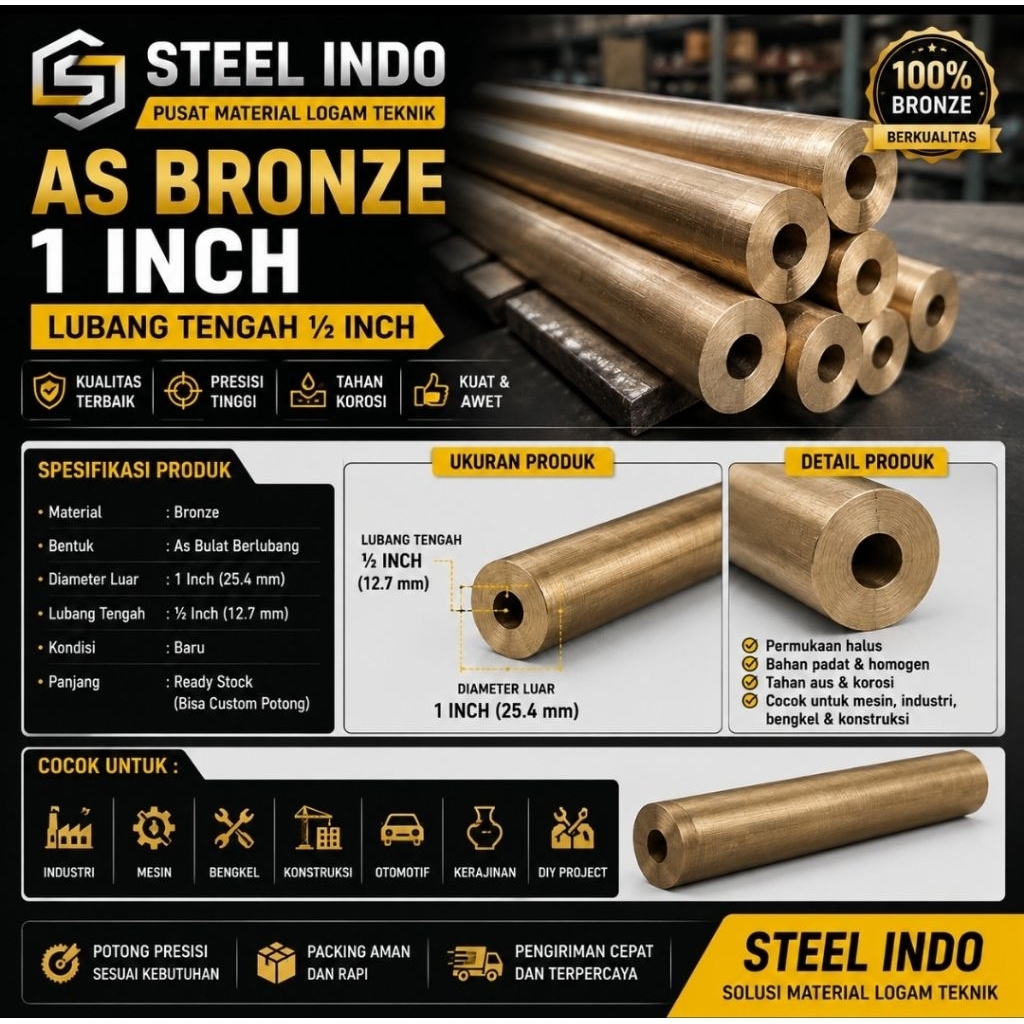 Bronze Od 25mm Id 12,5mm Logam As Lubang bronze