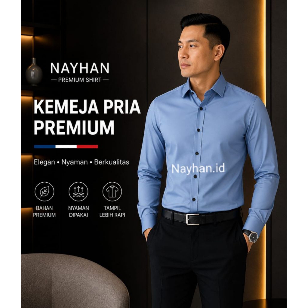 Kemeja Pria Nayhan Warna Abu-abu Premium