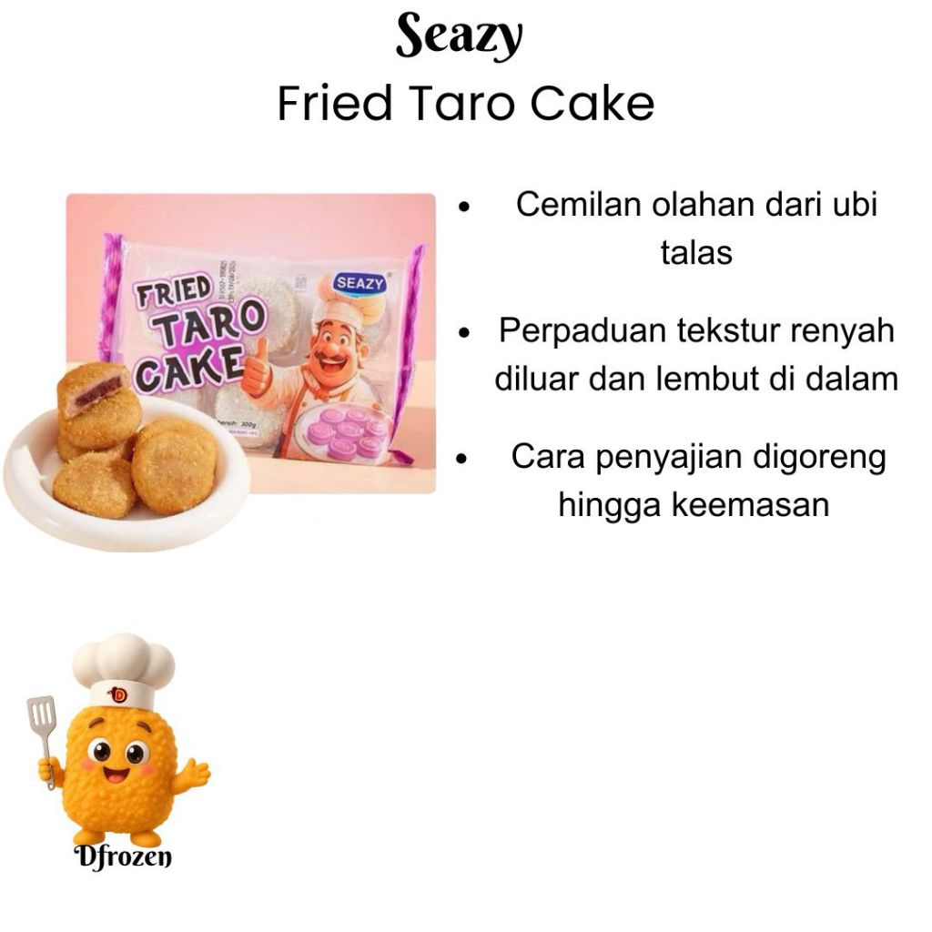 Seazy Fried Taro Cake 300gr Cemilan Beku Kue Talas Goreng
