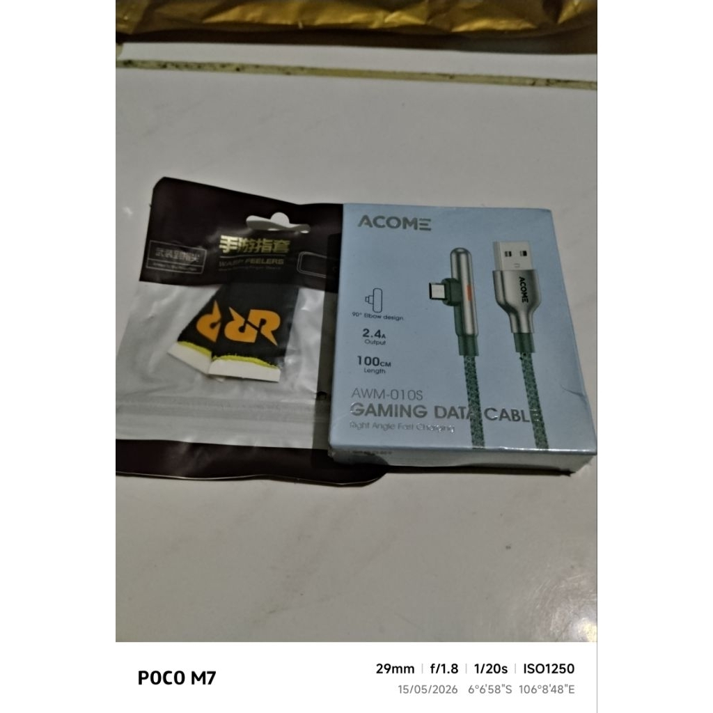 Kabel Data Gaming LED RGB Acome Original For Android Micro USB (Free Sarung Jempol RRQ)