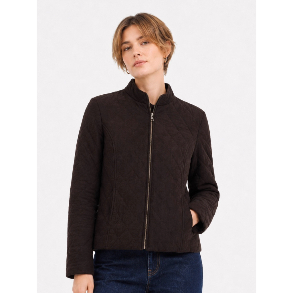 (Massimo Dutti) Jacket Quilted Leather Suede