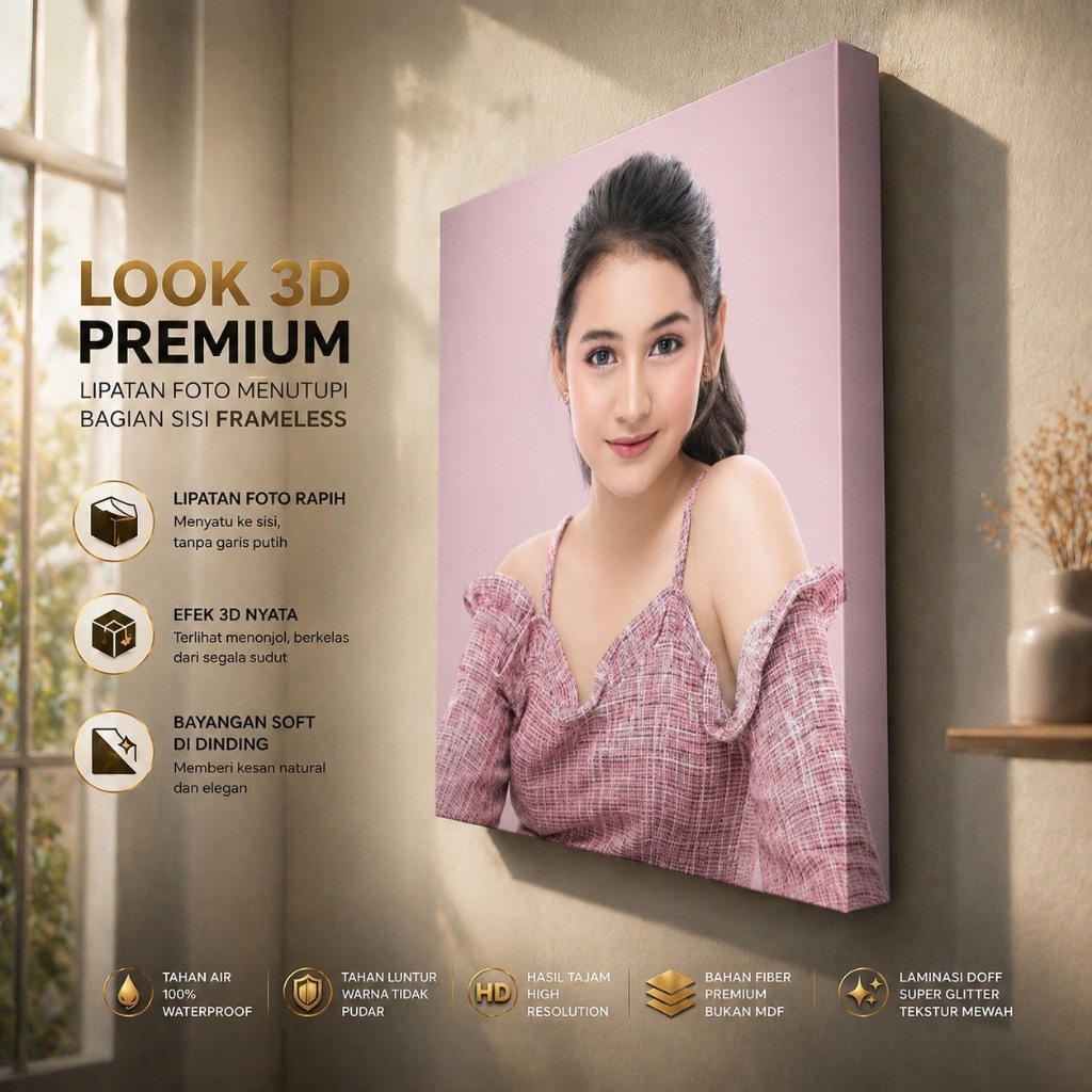 FOTO BOX FRAMELESS 3D | UKURAN 20x20CM