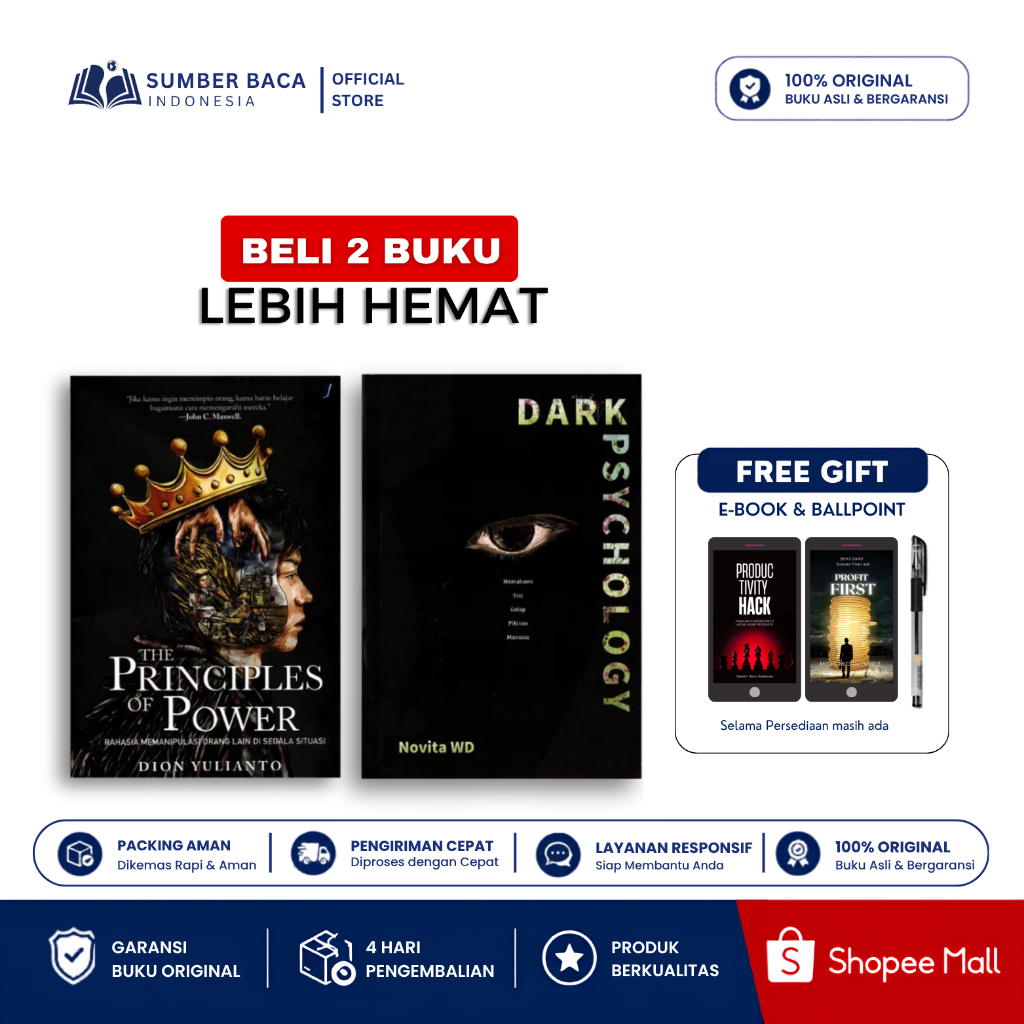 Paket Hemat 2 Buku - Dark Psychology + Principles of Power | Sumber Baca Indonesia