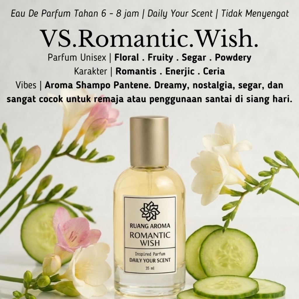 12 • ROMANTIC WISH.VS • BELI 1 BONUS 1 • Inspired Parfum Pria Wanita • Aroma : (Sampo Panten) Floral