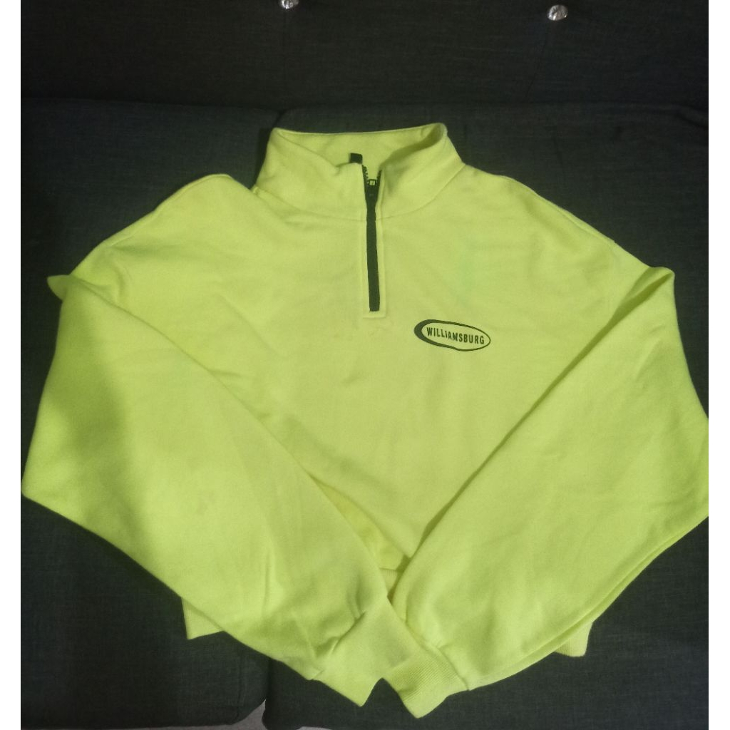 preloved sweatshirt hnm standup collar hijau neon