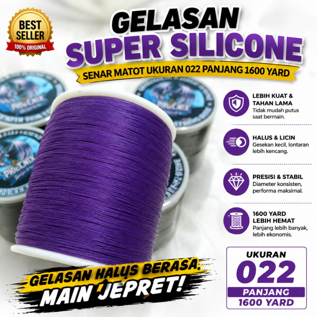 Senar Gelasan Matot 022 PHOENIX 1600 Yard | Super Silicone Halus Berasa Tarikan Mantap