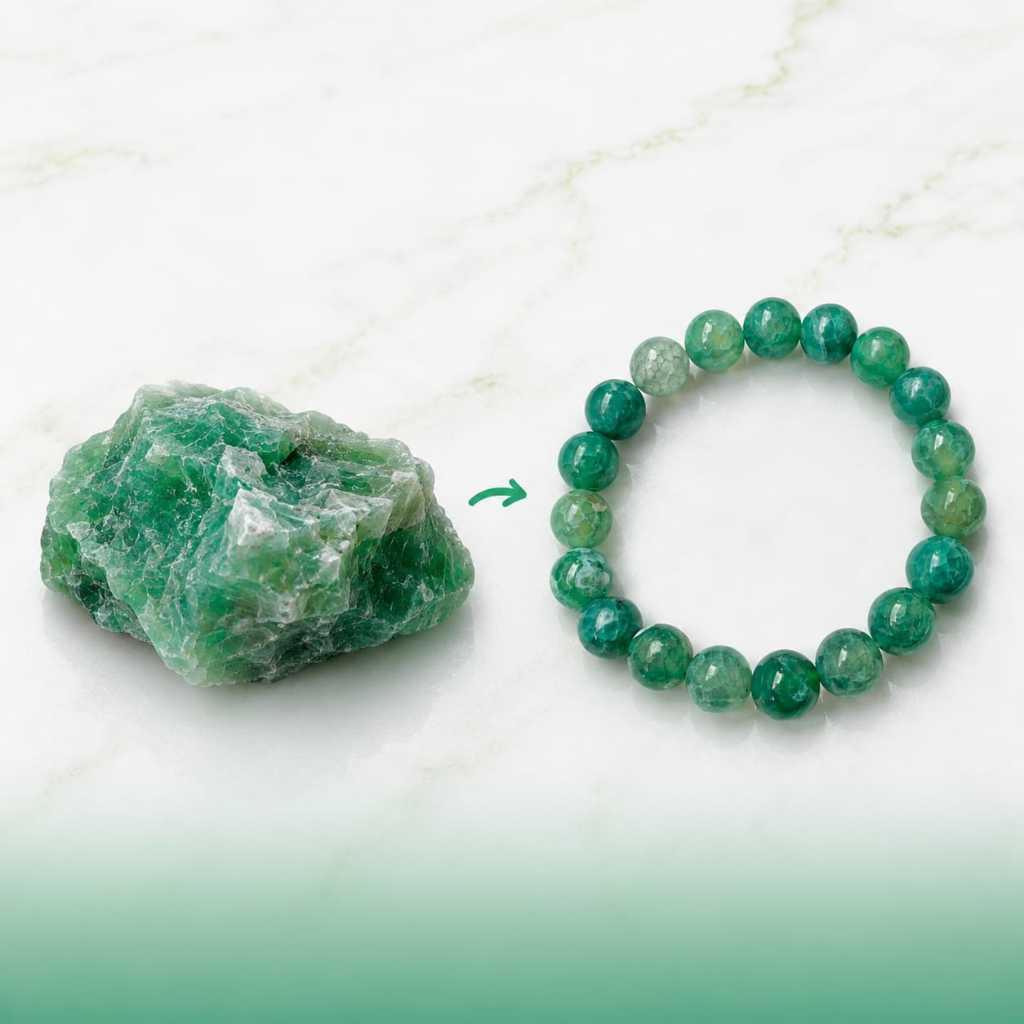KenangBali | Gelang Batu Alam Crystal Beads Premium 10mm | Gelang Estetik Wanita Pria | Green Jade