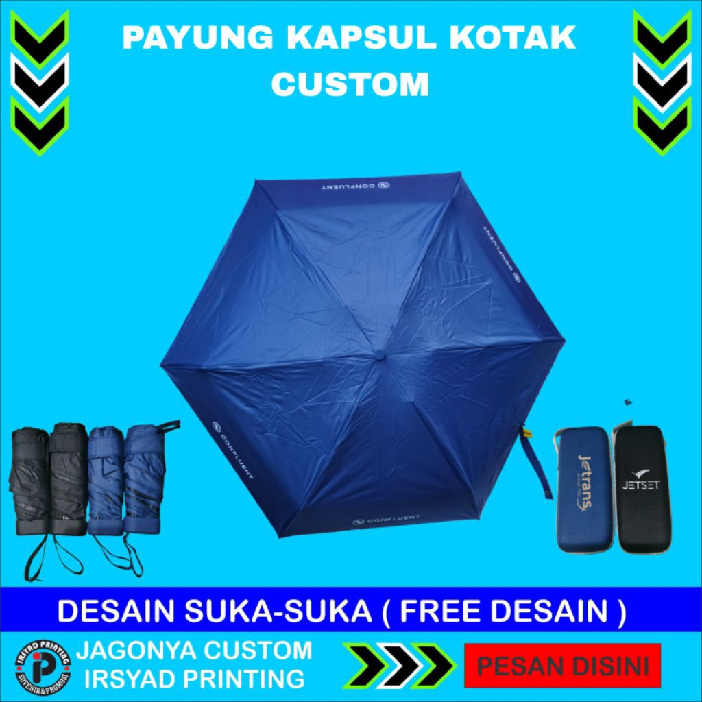 Payung Lipat Kotak Custom / Payung Lipat Mini Anti UV / Payung Lipat Antu UV / Custom Payung