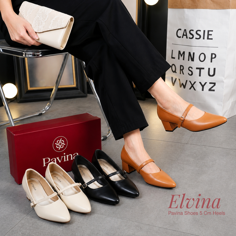 PAVINA Elvina Sepatu High Heels Wanita Import Kerja Wanita Hak 5 cm
