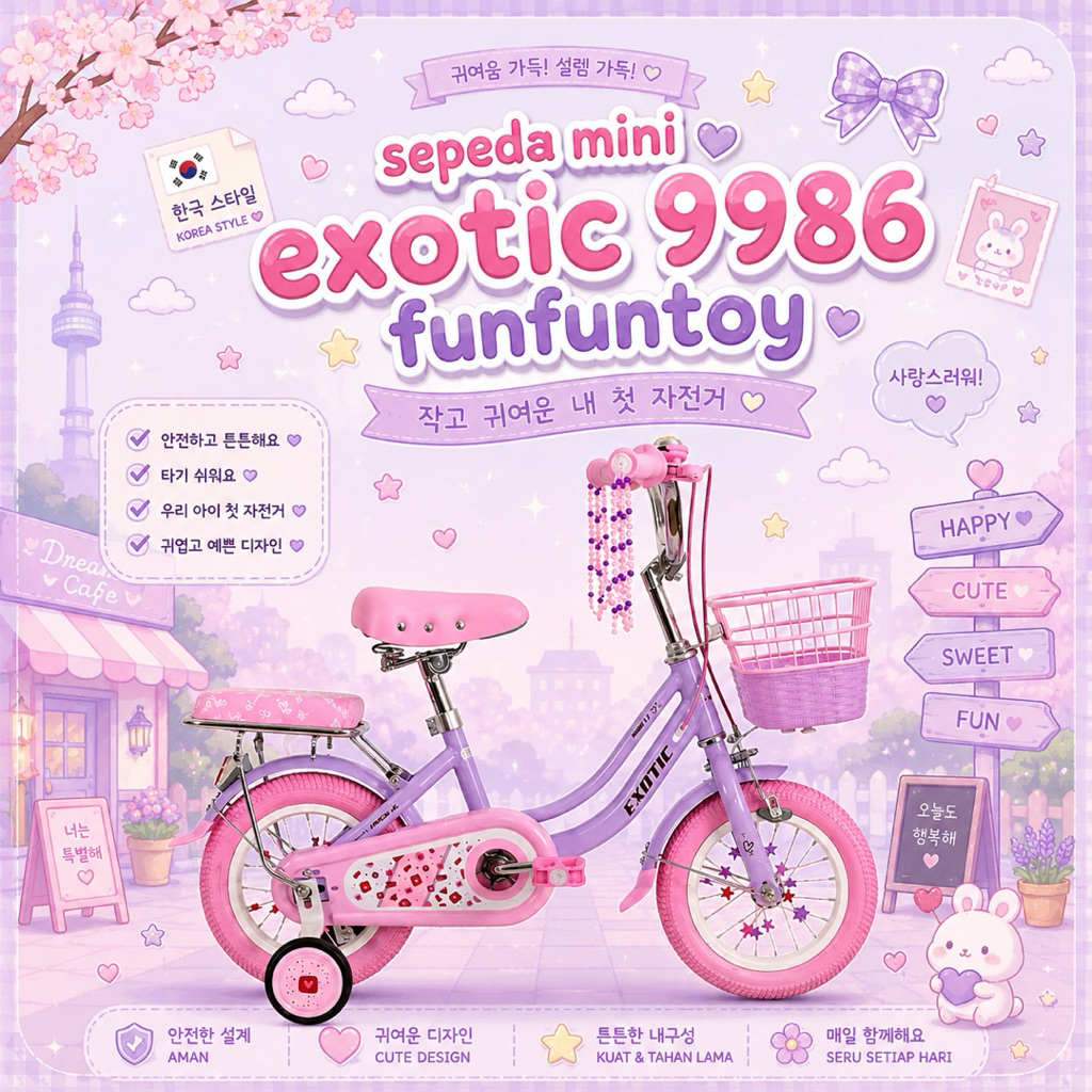 Sepeda Anak Perempuan EXOTIC 9986 VT 12-18 Inch Boncengan sepeda mini anak 12 18 inch exotic 9986vt
