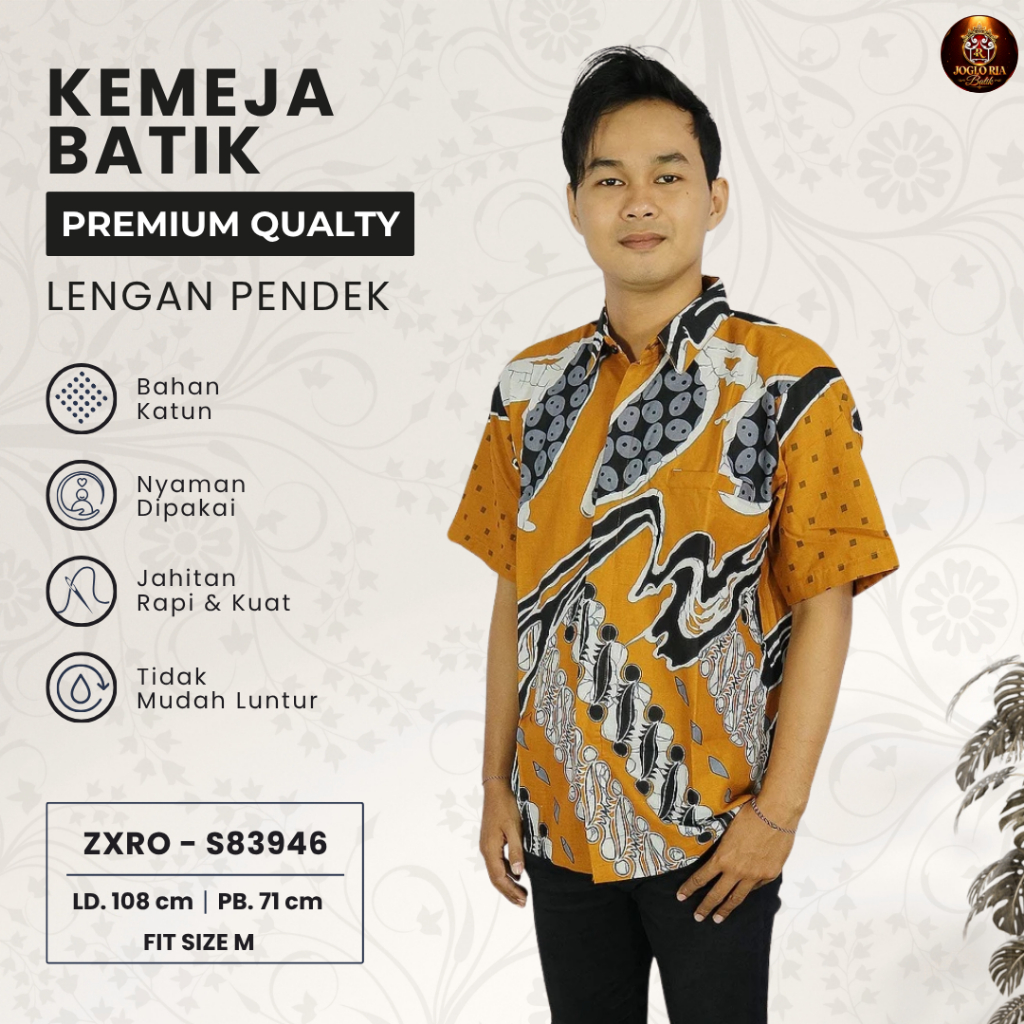 Kemeja Batik Lengan Pendek Motif Elegan Hem Batik Seragam | Ria Batik Solo