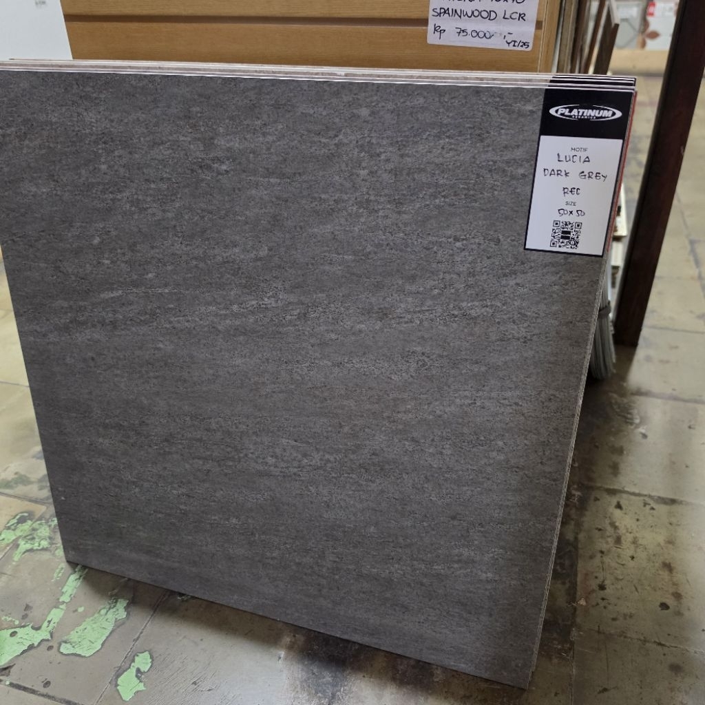 keramik lantai kamar mandi teras garasi indoor outdoor rumah PLATINUM 50x50 LUCIA DARK GREY, LUCIA G