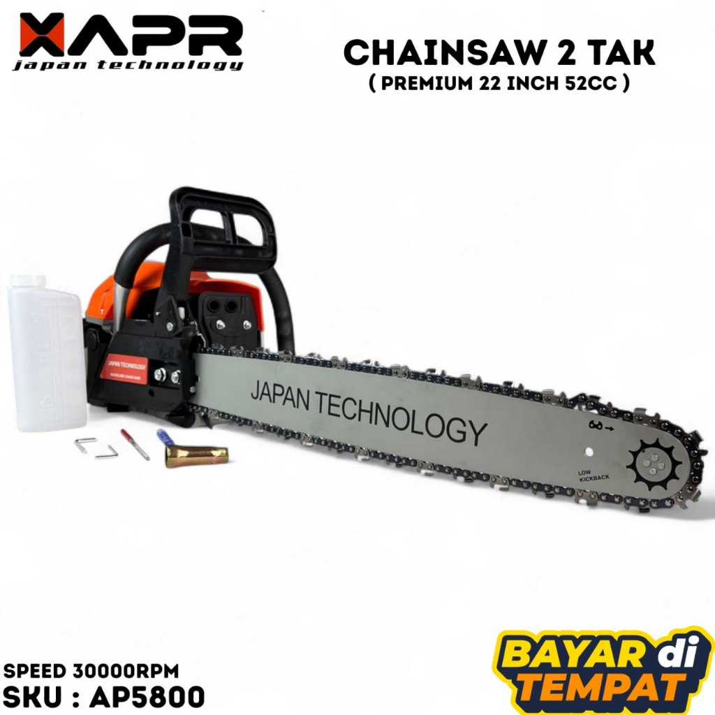 Mesin Gergaji Kayu Chainsaw XAPR Japan AP5800 Senso 2 Tak 22" Alat Potong Pohon Besar Kebun Hutan