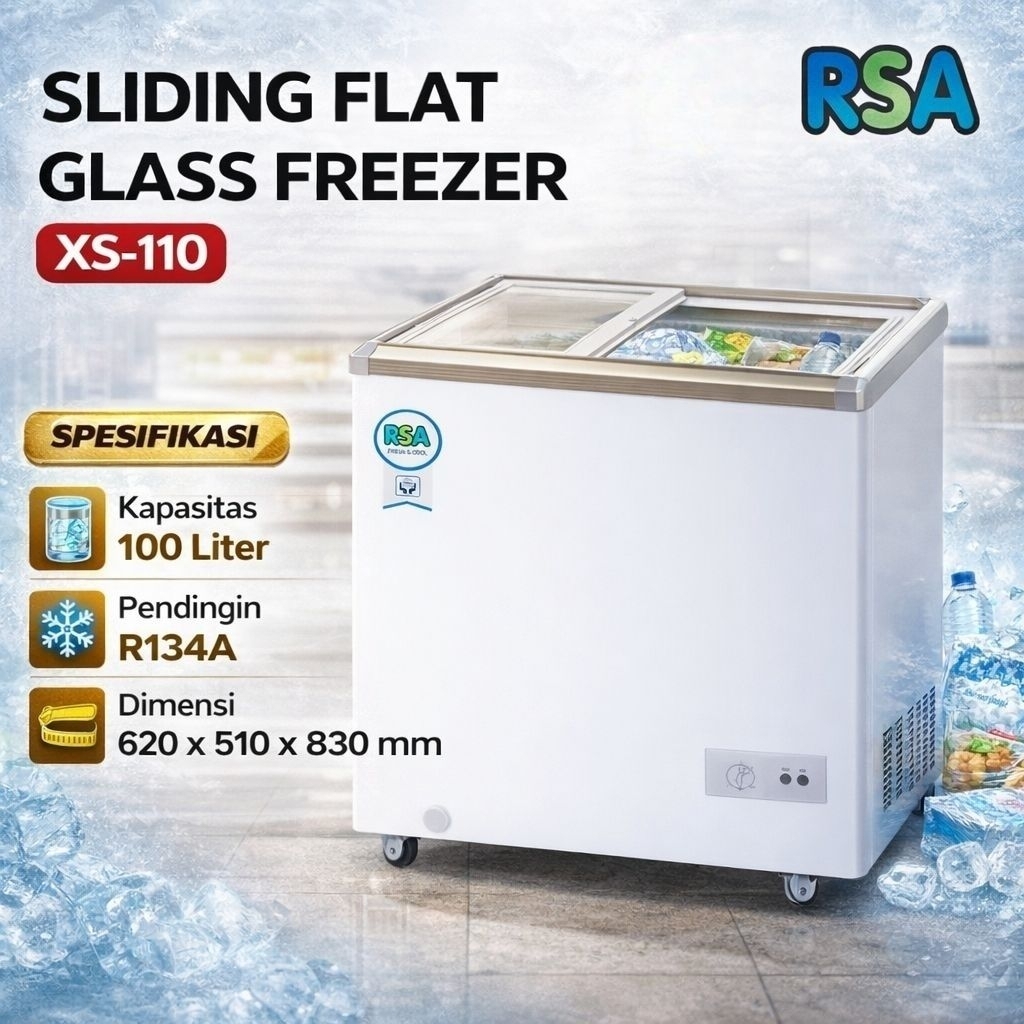 Chest Freezer RSA XS110 / XS200 / XS320 Freezer Box RSA Pintu Sliding Lemari Pembeku RSA