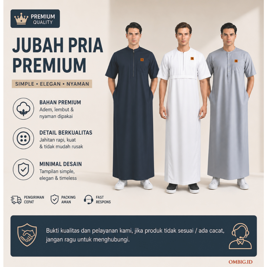 Jubah Pria Premium Baju Gamis Pria Katun Toyobo Exclusive