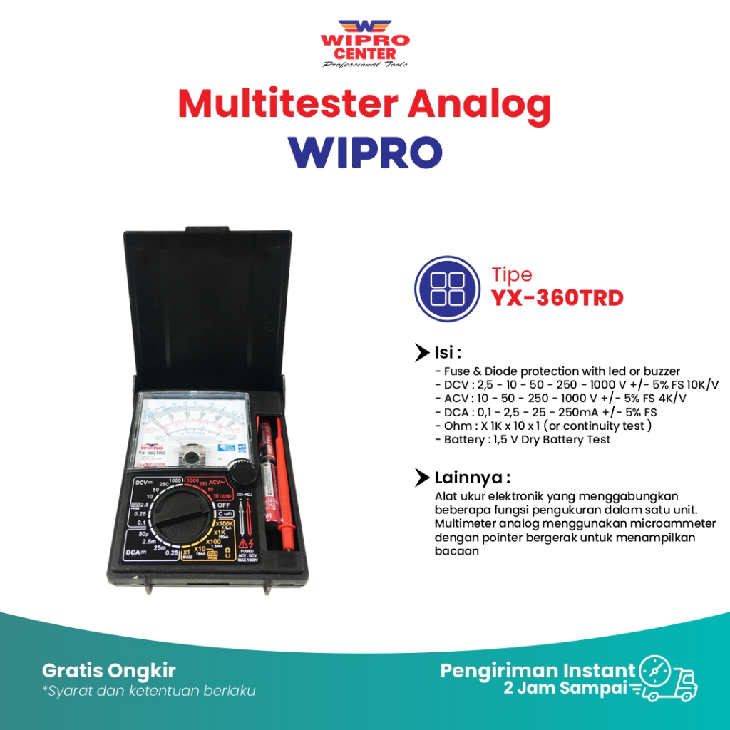 Multitester Multimeter Avometer Analog Wipro YX-360TRD