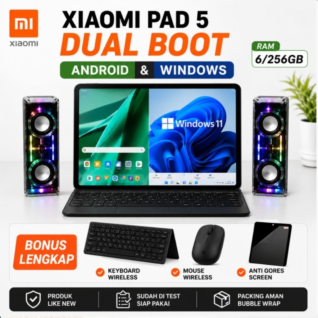 OBRAL TABLET XIAOMI | MI PAD 5 DUAL BOOT | RAM 6/256GB | LAYAR 11" | BONUS SPEAKER & KEYBOARD MOUSE 