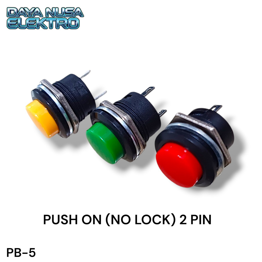 PUSH ON (NO LOCK) BESAR PLASTIK PUSH BUTTON SWITCH 2 PIN  - DN1093