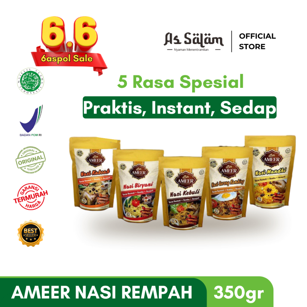 6.6 6ASPOL SALE  - Ameer Nasi Rempah Basmati Instant , Nasi Kebuli Nasi Mandhi , Briyani - 350gr